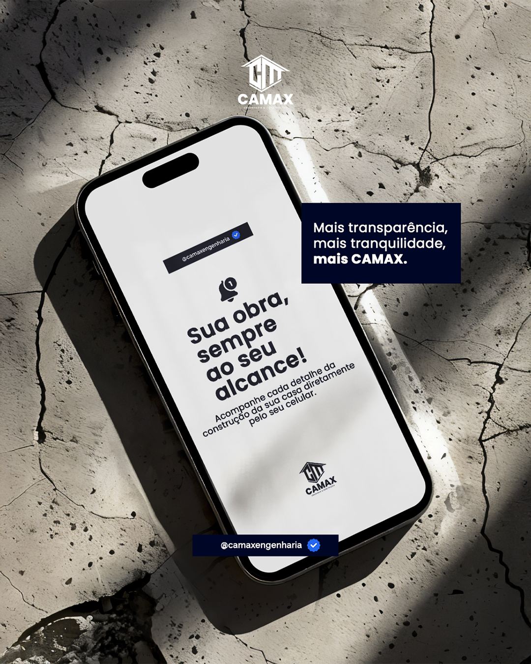 Aplicativo da Camax para acompanhamento de obra pelo celular